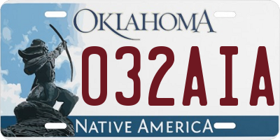 OK license plate 032AIA