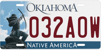 OK license plate 032AOW