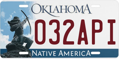 OK license plate 032API