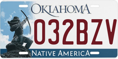 OK license plate 032BZV