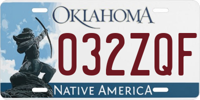 OK license plate 032ZQF
