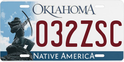 OK license plate 032ZSC