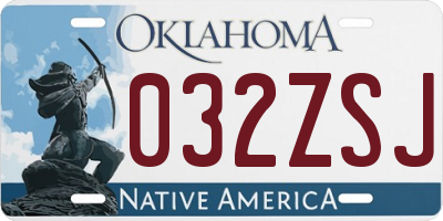 OK license plate 032ZSJ