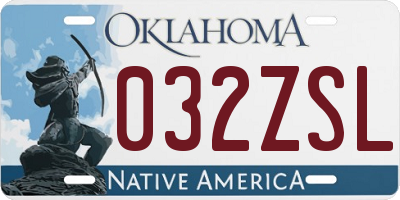 OK license plate 032ZSL