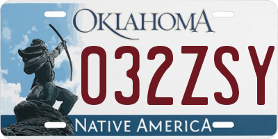 OK license plate 032ZSY