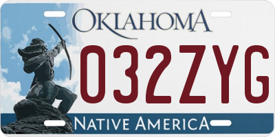 OK license plate 032ZYG