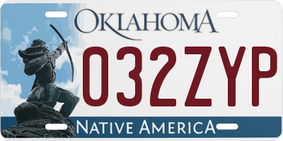 OK license plate 032ZYP