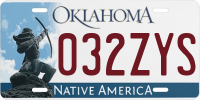 OK license plate 032ZYS