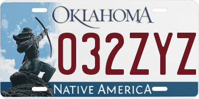 OK license plate 032ZYZ