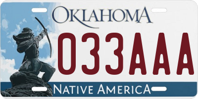 OK license plate 033AAA