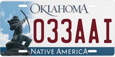 OK license plate 033AAI