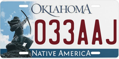 OK license plate 033AAJ