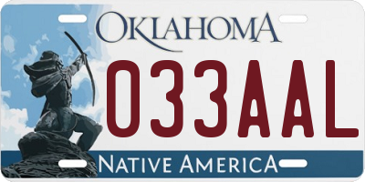 OK license plate 033AAL