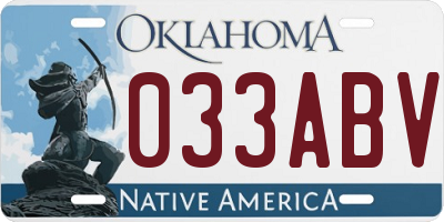 OK license plate 033ABV