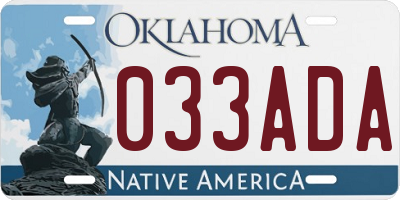 OK license plate 033ADA