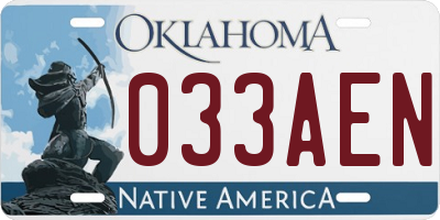 OK license plate 033AEN