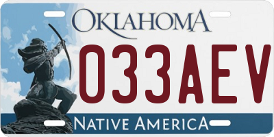 OK license plate 033AEV