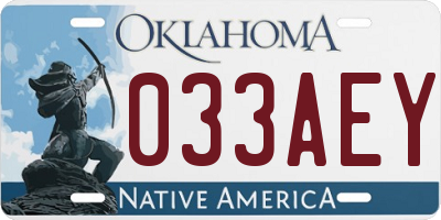 OK license plate 033AEY