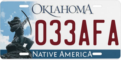 OK license plate 033AFA