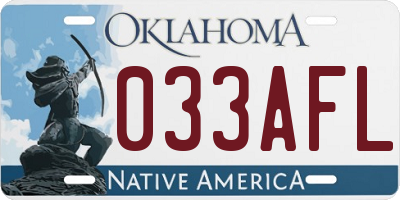OK license plate 033AFL