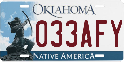 OK license plate 033AFY