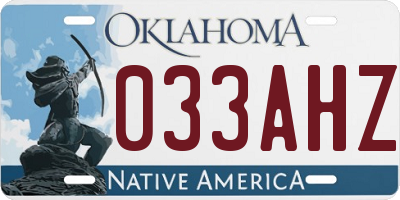 OK license plate 033AHZ