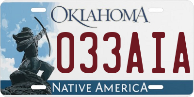 OK license plate 033AIA