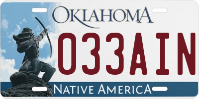 OK license plate 033AIN