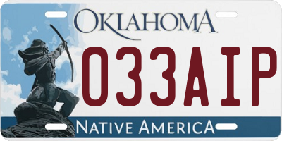 OK license plate 033AIP
