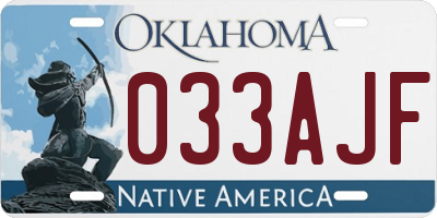 OK license plate 033AJF