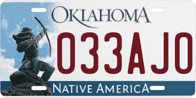 OK license plate 033AJO