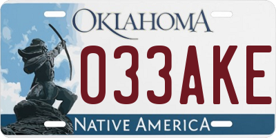 OK license plate 033AKE