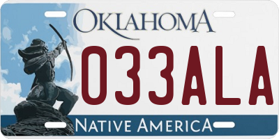 OK license plate 033ALA