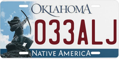 OK license plate 033ALJ