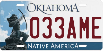 OK license plate 033AME