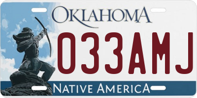 OK license plate 033AMJ