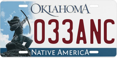OK license plate 033ANC