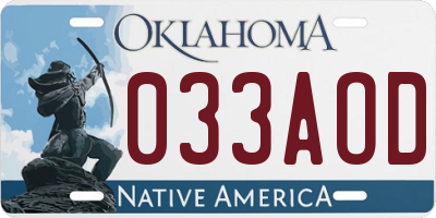 OK license plate 033AOD