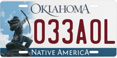 OK license plate 033AOL