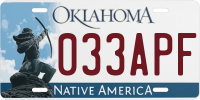 OK license plate 033APF