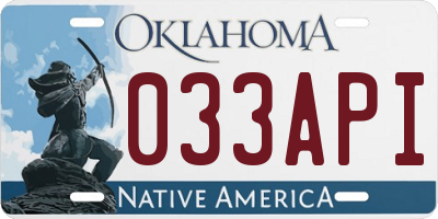 OK license plate 033API