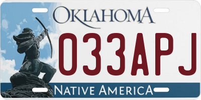 OK license plate 033APJ