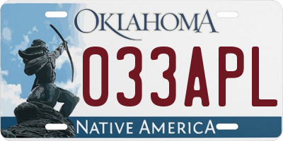 OK license plate 033APL