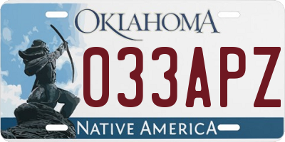 OK license plate 033APZ