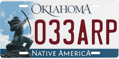 OK license plate 033ARP