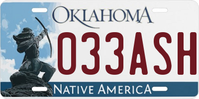 OK license plate 033ASH