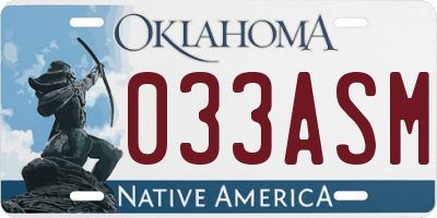 OK license plate 033ASM