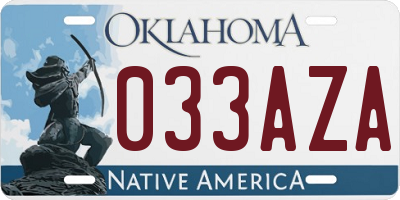 OK license plate 033AZA