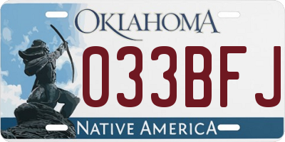 OK license plate 033BFJ