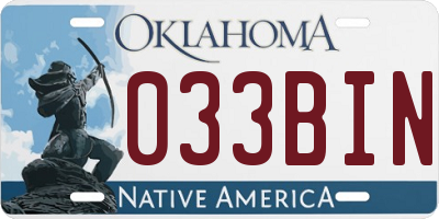 OK license plate 033BIN